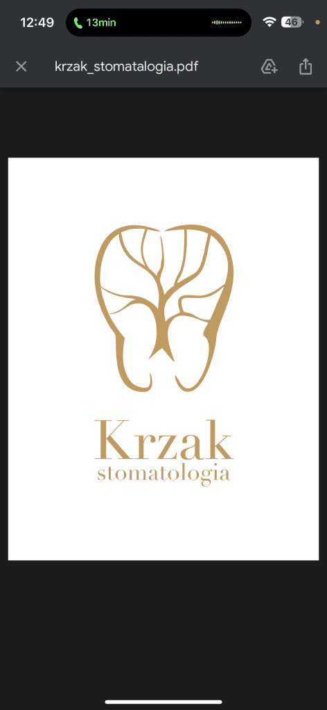 Logo stomatologii przedstawiające stylizowany ząb z motywem drzewa