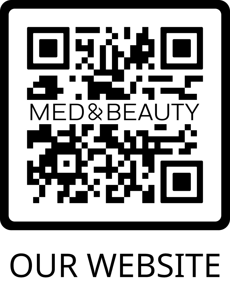 Kod QR z logo Med&Beauty, odzież medyczna