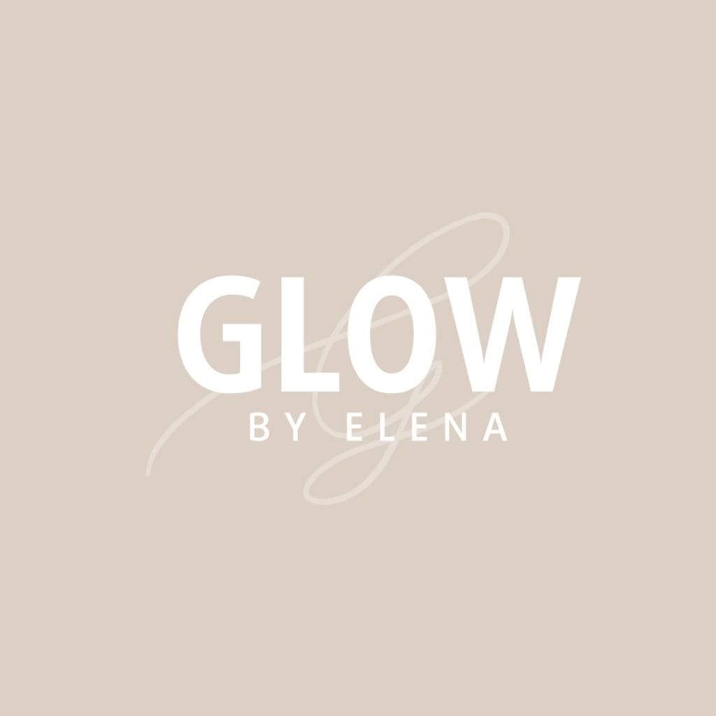 Logo GLOW by Elena na beżowym tle