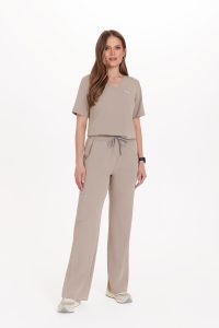 Bluzka medyczna damska scrubs Basic One Pocket LATTE