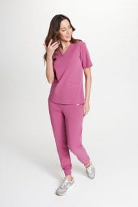 Spodnie medyczne damskie joggery SCRUBS Basic MALINA