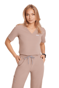 Bluzka medyczna damska scrubs Basic One Pocket CAPPUCCINO