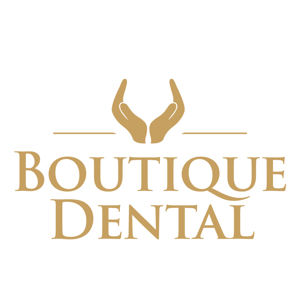 Logo Boutique Dental z symbolem zęba i dłońmi