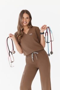 Dámská lékařská halenka SCRUBS Basic One Pocket KAKAO