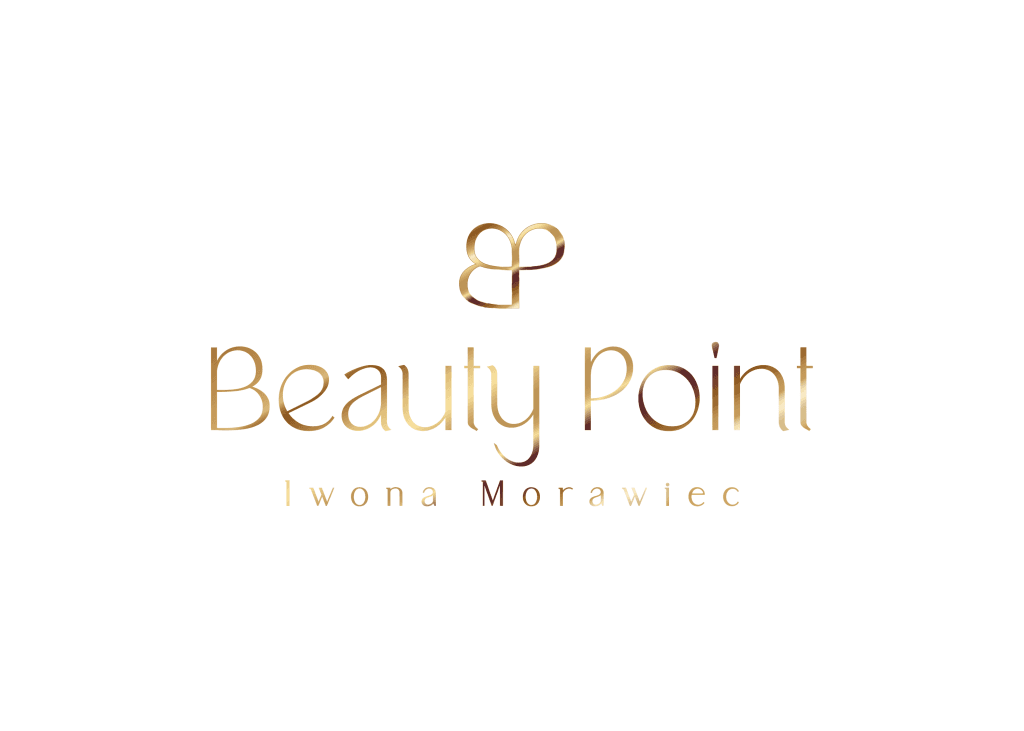 Logo Beauty Point w złotych kolorach na białym tle