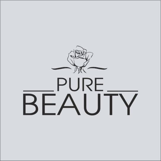 Logo Pure Beauty z grafiką róży, symbolizujące naturalne piękno i estetykę.