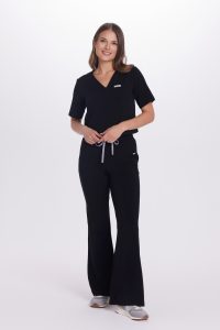 Women’s medical blouse scrubs Basic One Pocket BLACK