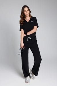 Women’s medical blouse scrubs Basic One Pocket BLACK