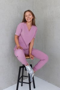 Bluzka medyczna damska SCRUBS Basic VELVET PINK