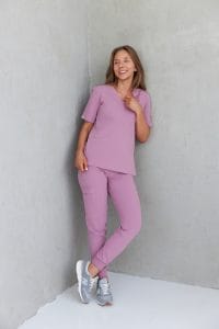 Bluzka medyczna damska SCRUBS Basic VELVET PINK