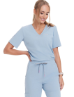 Spodnie medyczne damskie SZEROKIE scrubs Basic CRYSTAL BLUE