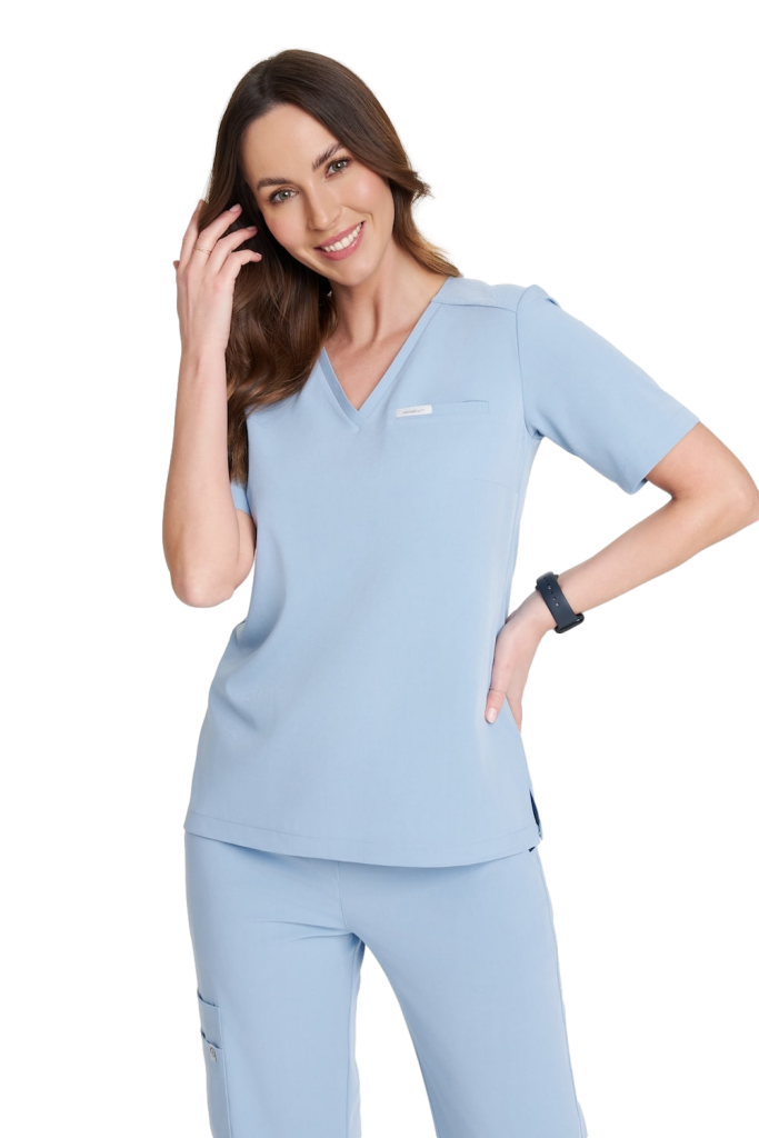 Camicetta medica da donna scrubs Basic One Pocket CRYSTAL BLUE