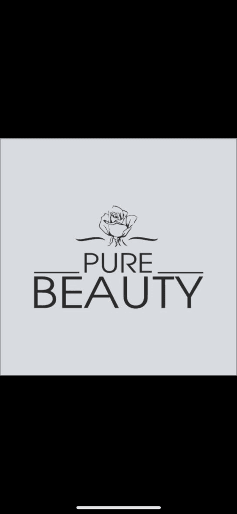 Logo PURE BEAUTY z wizerunkiem róży