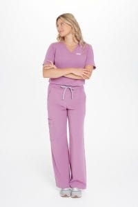 Spodnie medyczne damskie SZEROKIE SCRUBS Basic VELVET PINK