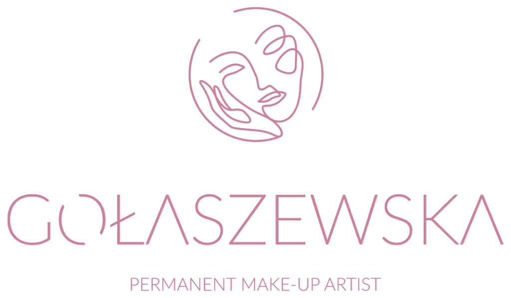 Logo artystki permanentnego makijażu Gołaszewska w delikatnym różowym kolorze