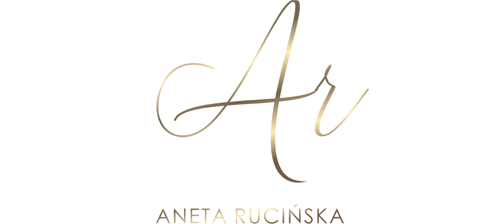 Logo Instytutu Piękna Aneta Rucińska z eleganckim złotym napisem Av