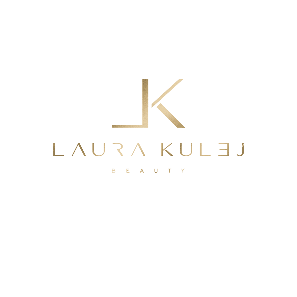 Logo marki Laura Kulej Beauty w eleganckim, złotym stylu