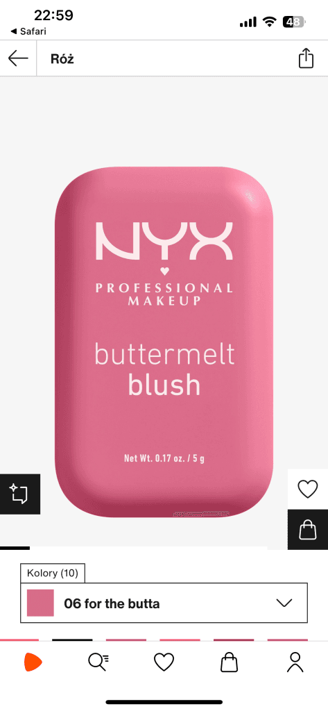 Róż do policzków NYX buttermelt w odcieniu różowym.