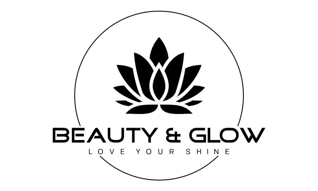 Logo Beauty & Glow z motywem kwiatu lotosu