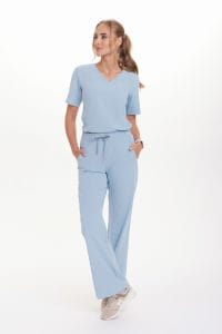Spodnie medyczne damskie SZEROKIE scrubs Basic CRYSTAL BLUE