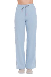 Spodnie medyczne damskie SZEROKIE scrubs Basic CRYSTAL BLUE