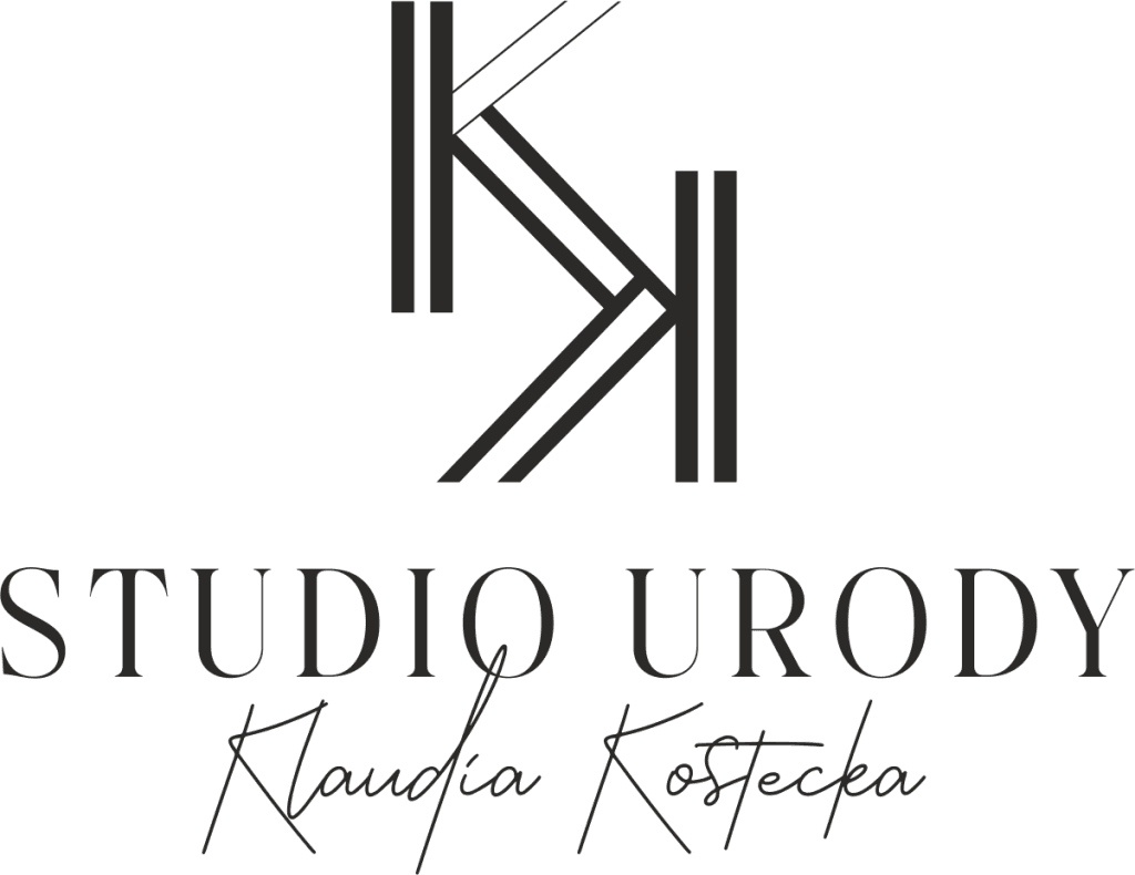 Logo studia urody Klaudia Kostecka z eleganckim monogramem KK