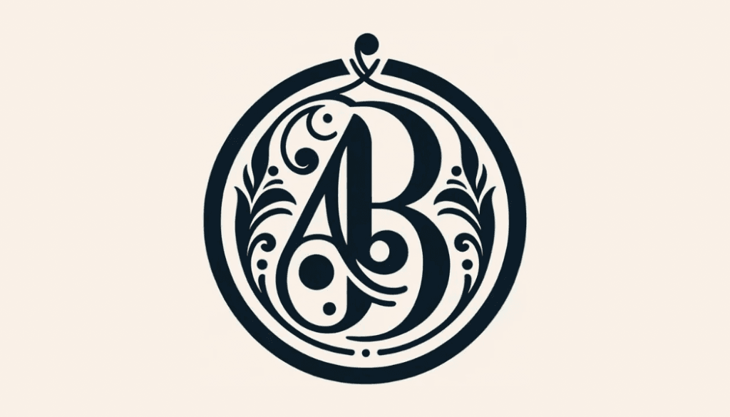 Stylizowany monogram AB w ozdobnej ramie