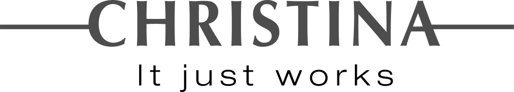 Logo marki Christina na czarnym tle