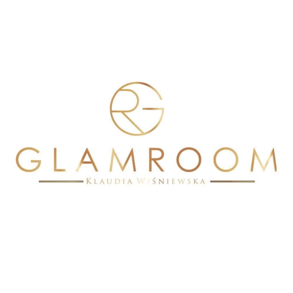 Logo Glamroom Klaudia Wiśniewska w eleganckim złotym kolorze