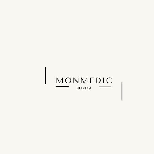 Logo kliniki Monmedic reprezentujące profesjonalną odzież medyczną.