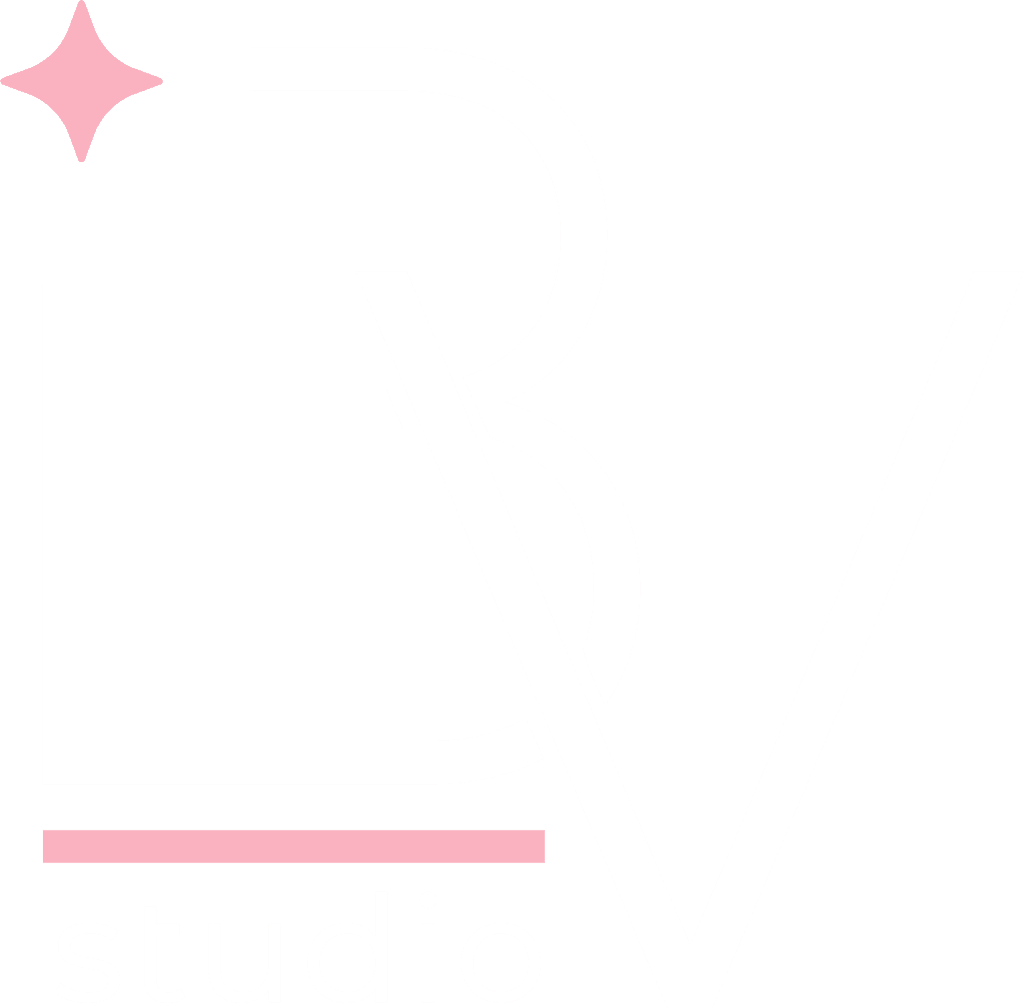 Logo studia LBV z delikatnym różowym akcentem