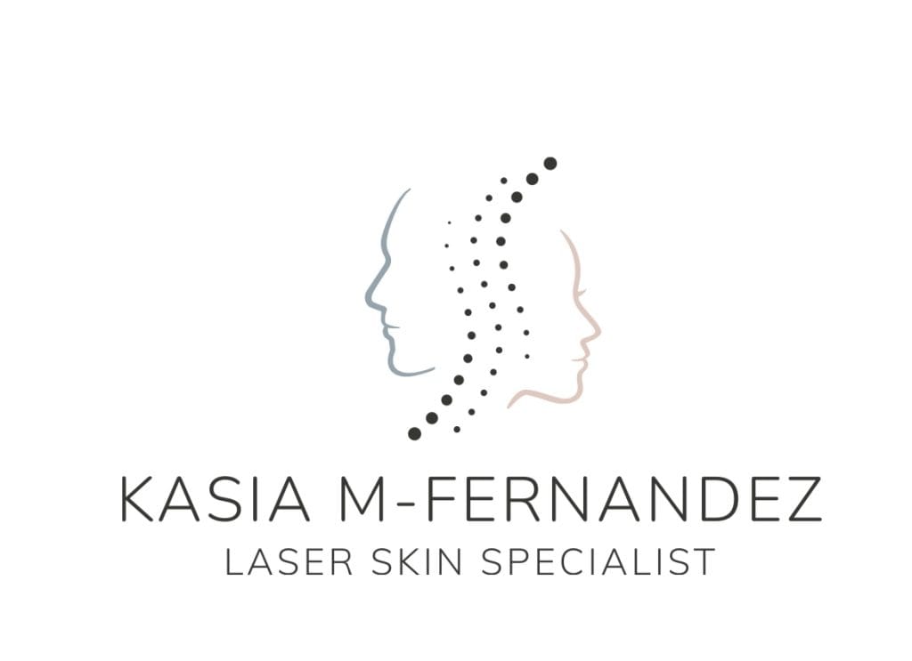 Logo specjalisty od laserowego leczenia skóry z dwoma profilami twarzy