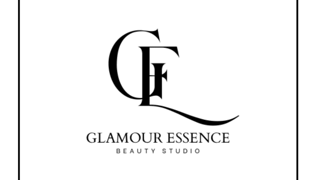 Logo Glamour Essence Beauty Studio w czerni na białym tle