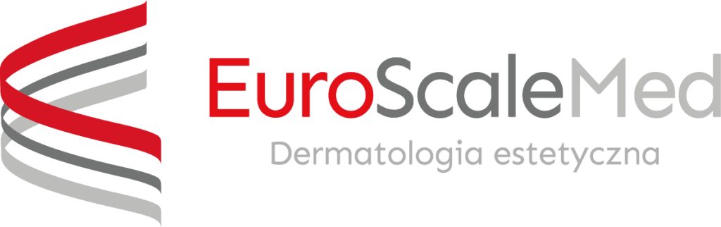 Logo EuroScaleMed z grafiką przypominającą strukturę DNA