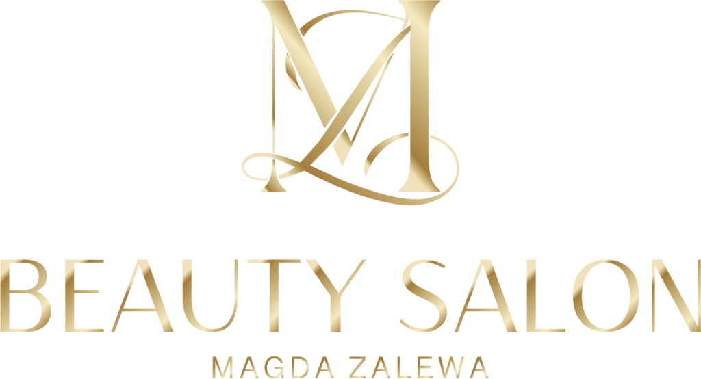 Złote logo Beauty Salon Magda Zalewa na białym tle