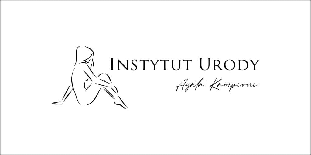 Minimalistyczne logo Instytutu Urody z sylwetką kobiety