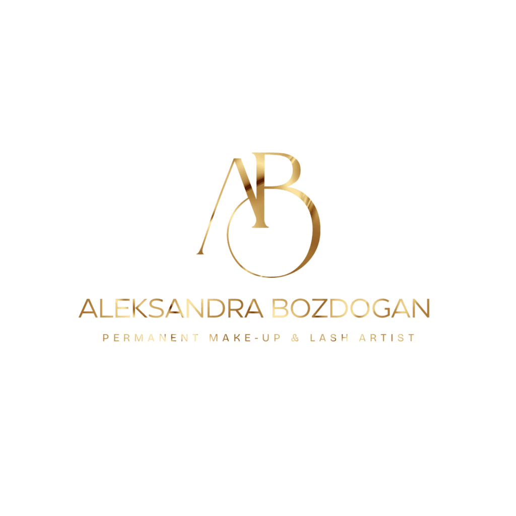 Złote logo Aleksandra Bozdoğan specjalistka permanent make-up i lash artist