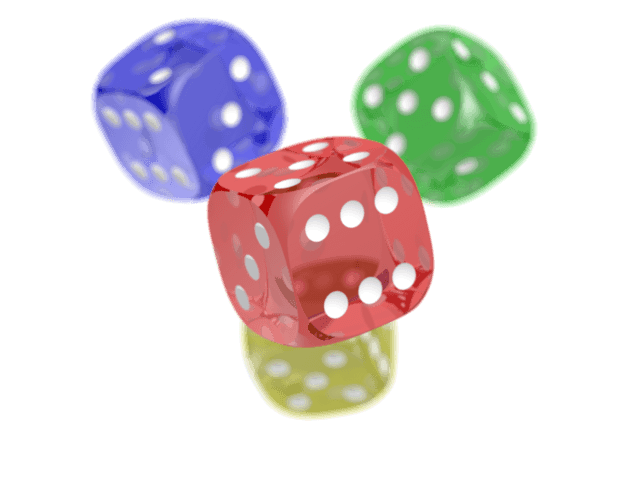 Kolorowe kostki do gry w dynamicznym układzie na białym tle