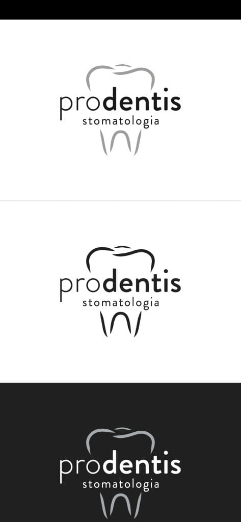 Logo kliniki stomatologicznej Prodentis z motywem zęba.