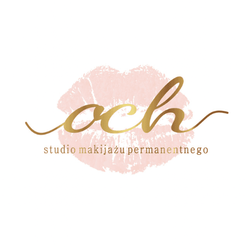 Logo studia makijażu permanentnego OCH z motywem ust