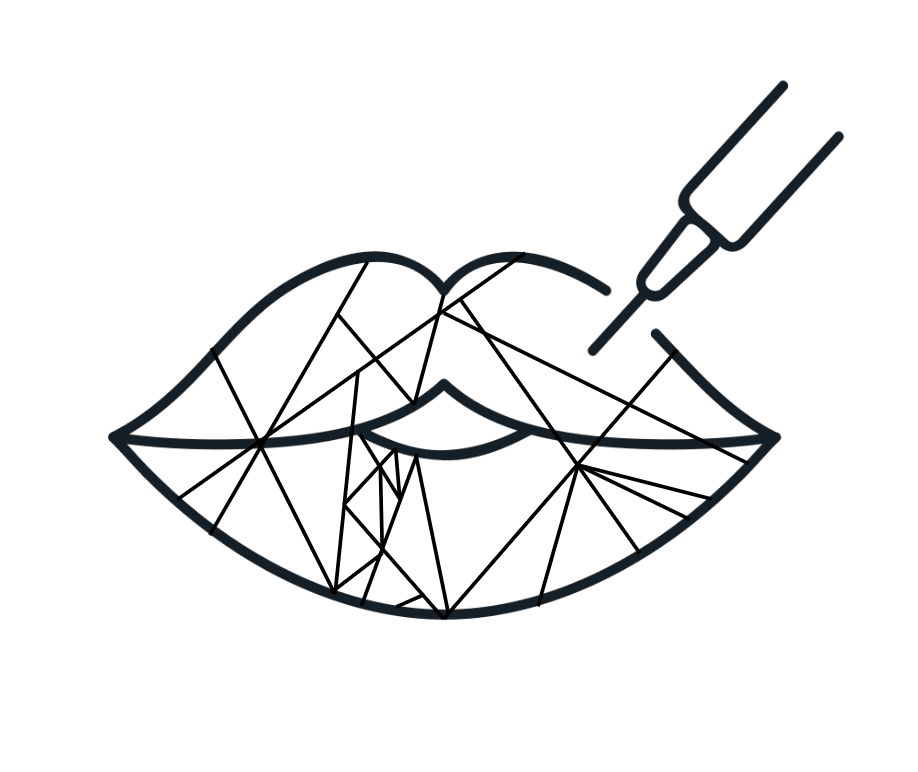 Ilustracja przedstawiająca zabieg medyczny wypełniania ust.