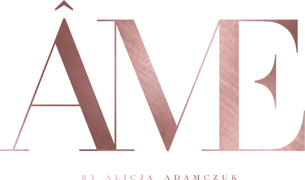 Logo AVE by Alicja Adamczuk w kolorze różowego złota