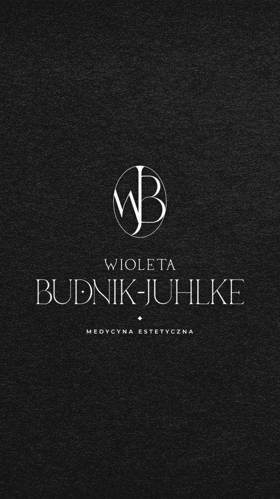 Logo Wiolety Budnik-Juhke specjalistki medycyny estetycznej na czarnym tle