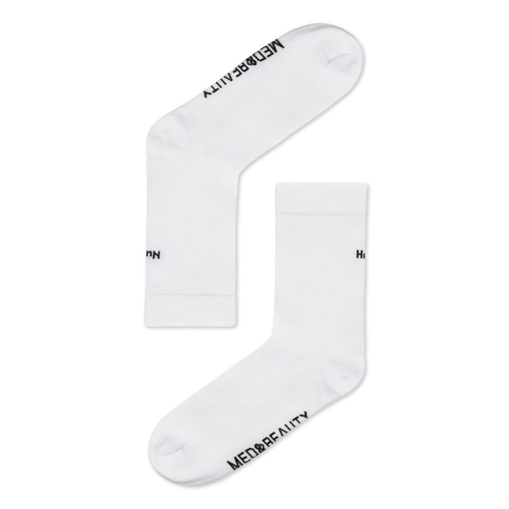 Białe skarpetki medyczne NURSE HERO z logo MED&BEAUTY.