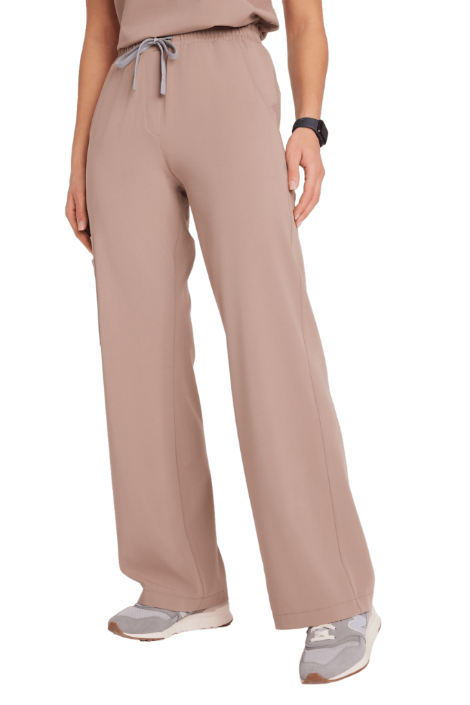 Spodnie medyczne damskie SZEROKIE SCRUBS Basic CAPPUCCINO