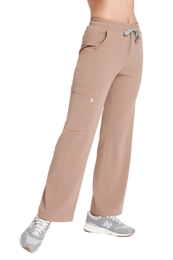 Spodnie medyczne damskie SZEROKIE SCRUBS Basic CAPPUCCINO