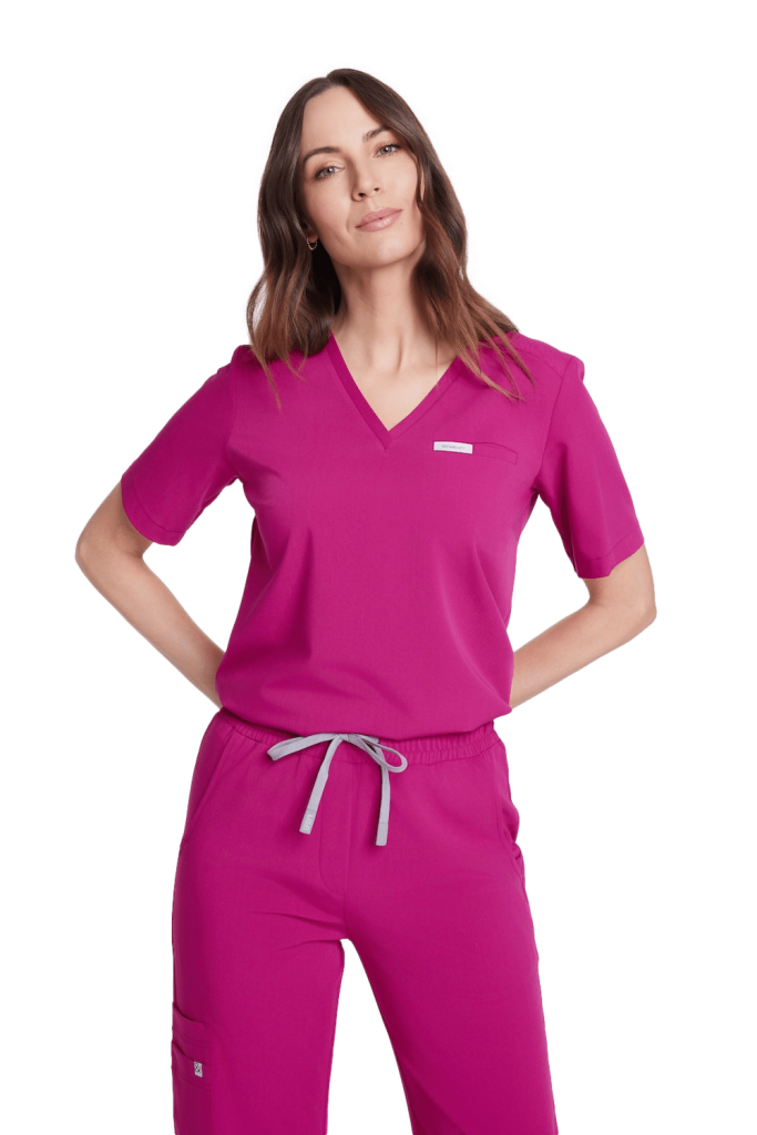 Bluzka medyczna damska SCRUBS Basic One Pocket MAGENTA