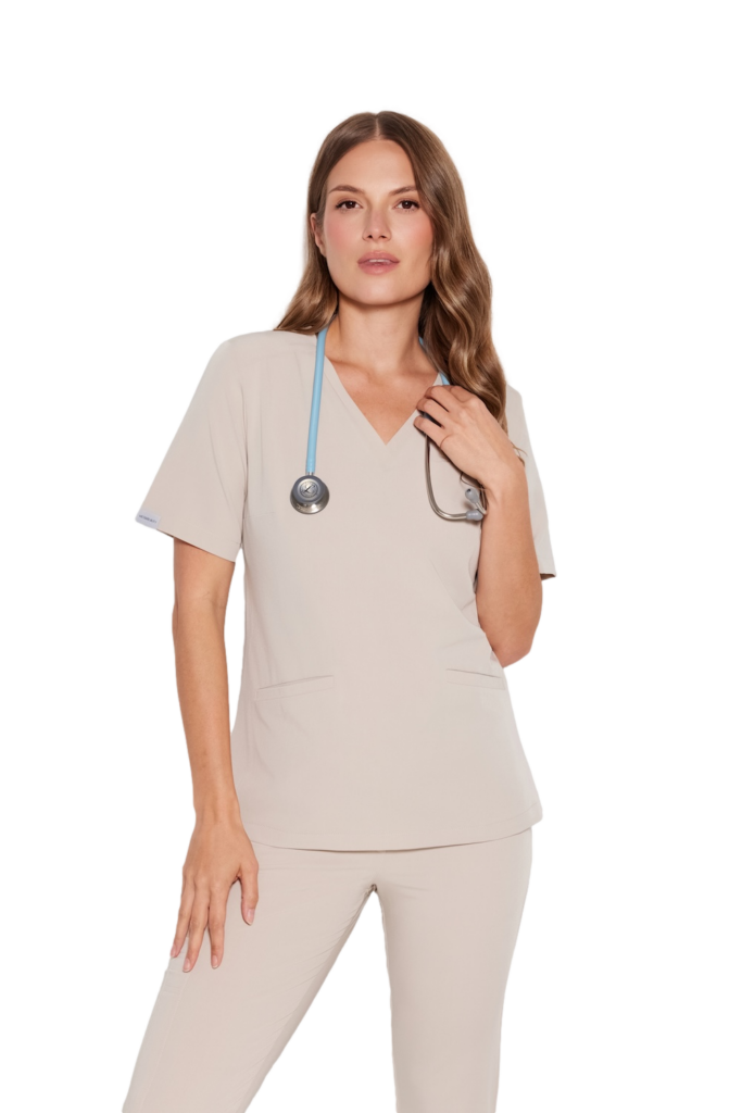 Dámska lekárska blúzka scrubs basic COLD NUDE Dámska lekárska blúzka scrubs basic COLD NUDE