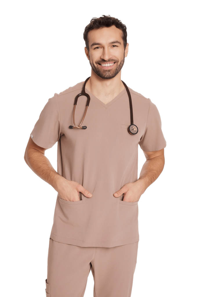 Men’s medical blouse scrubs Basic CAPPUCCINO