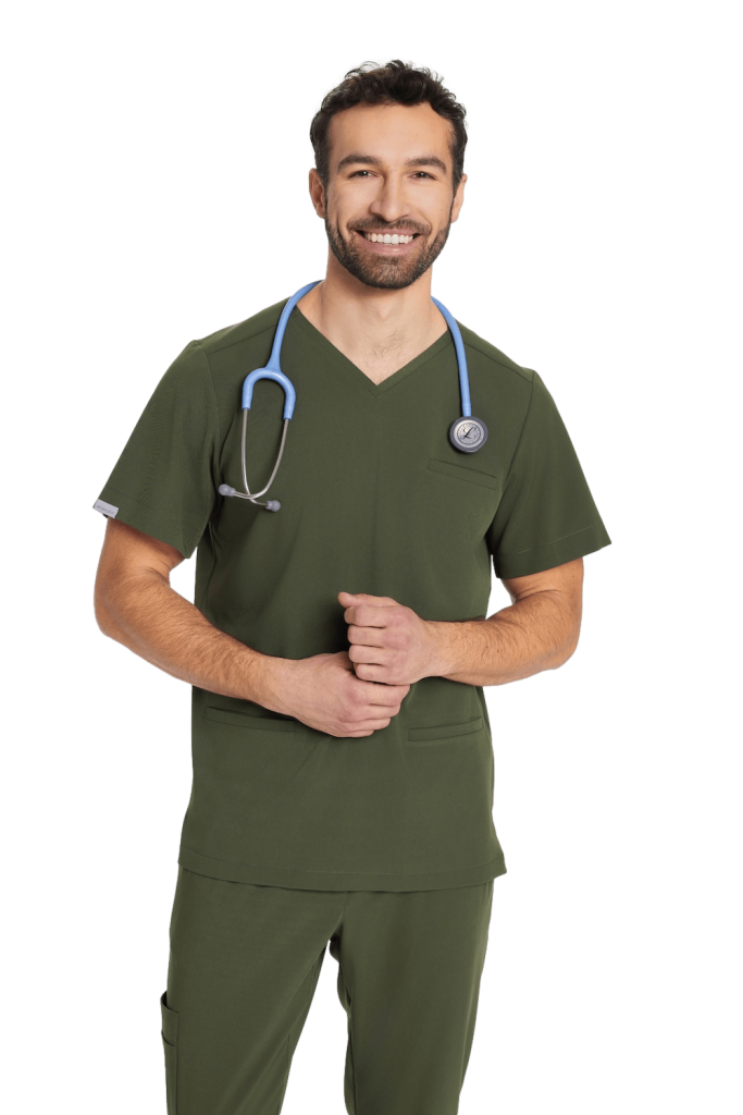 Men’s medical blouse scrubs basic KHAKI